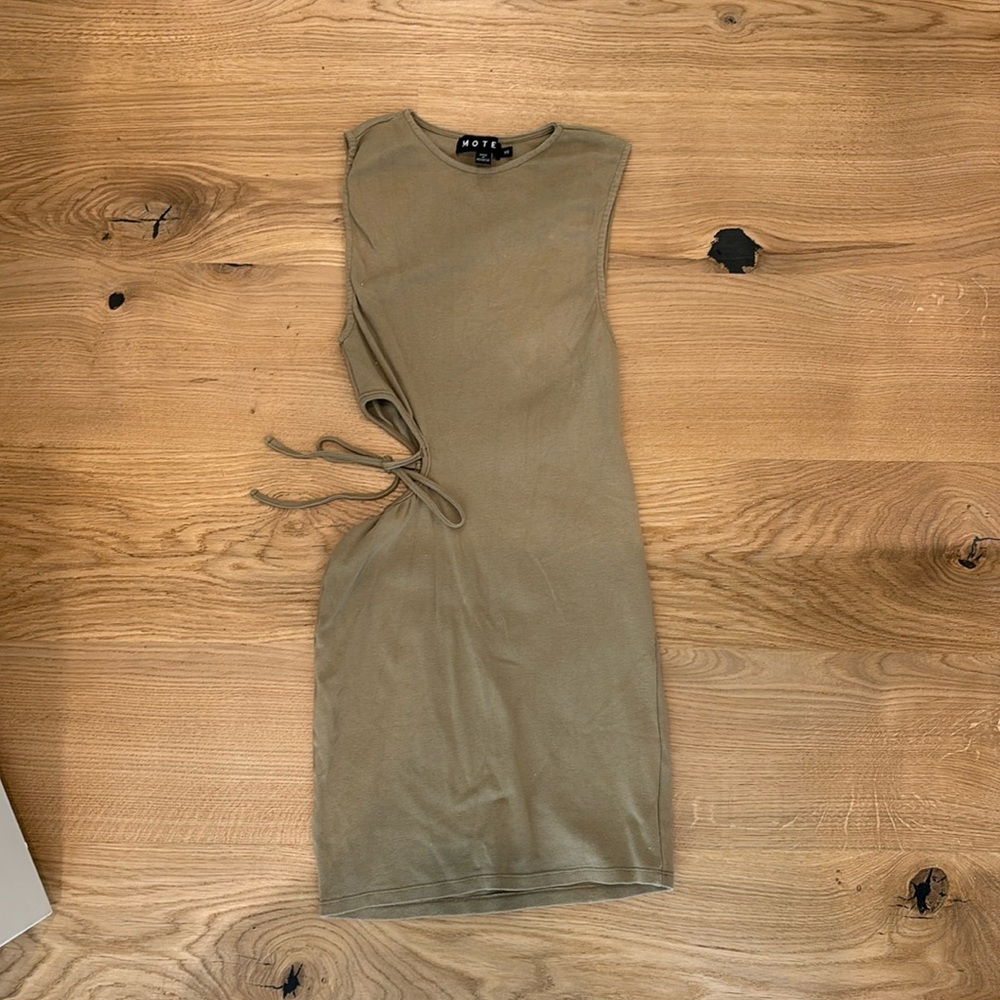 Motel Rocks mini dress with side cut out and side tie